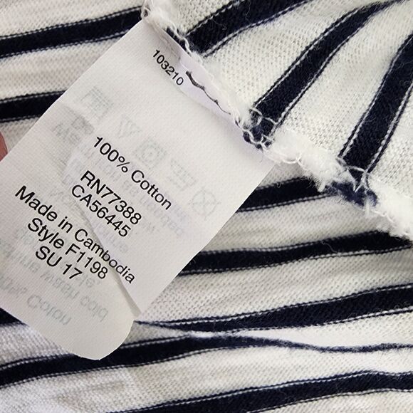 J. Crew Studio Tee T Shirt Womens Size XL Black White Striped Cotton Slim Fit - Picture 7 of 8
